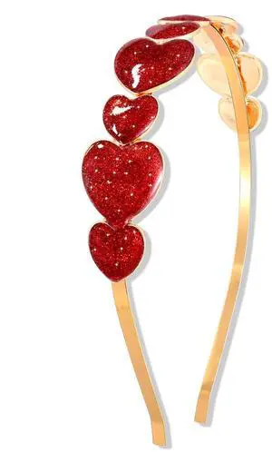 Valentine's Heart Headband Glitter Sparky Sweet Love Heart Hairband Hair Accessories for Women Festive Holiday Gift Red Valentine's Heart Headband Glitter Sparky Sweet Love Heart Hairband Hair Accessories for Women Festive Holiday Gift Red