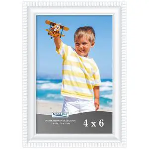 4x6 White Picture Frame, Contemporary, Inspirations, Wall or Table Top | beautifully scalloped frame comes with hanging hardware for versatile horizontal or vertical display. 4x6 White Picture Frame, Contemporary, Inspirations, Wall or Table Top | beautifully scalloped frame comes with hanging hardware for versatile horizontal or vertical display.