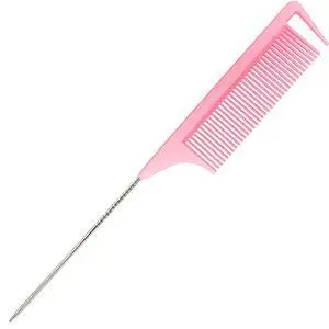 9.3'' Rat Tail Comb for Hair Stylist, Parting Combs for Braiding hair, Rattail Comb with Metal Stainless Steel Pintail for Sectioning, Teasing and Styling (Pink) 9.3'' Rat Tail Comb for Hair Stylist, Parting Combs for Braiding hair, Rattail Comb with Metal Stainless Steel Pintail for Sectioning, Teasing and Styling (Pink)