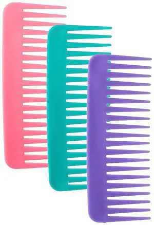 3-Pack Large Hair Detangling Comb Wide Tooth Shampoo Comb for Curly, Long & Thick Hair, No Handle Styling (Pink/Blue/Purple) 3-Pack Large Hair Detangling Comb Wide Tooth Shampoo Comb for Curly, Long & Thick Hair, No Handle Styling (Pink/Blue/Purple)