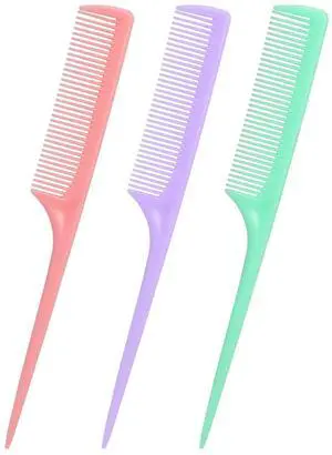 Rat Tail Comb Set-3Pcs Rat Tail Hair Teasing Fine Tooth Combs for Women Girls, Parting &Hair Styling Tools(Pink Purple Green) Rat Tail Comb Set-3Pcs Rat Tail Hair Teasing Fine Tooth Combs for Women Girls, Parting &Hair Styling Tools(Pink Purple Green)