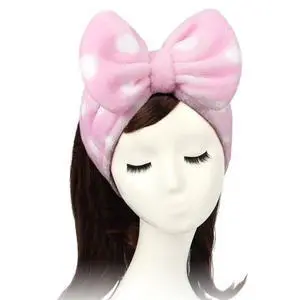 Women Fashion Lovely Soft Fleece Bowknot Bow Makeup Cosmetic Shower Elastic Hair Band Hairlace Headband (Pink Polka dots) Women Fashion Lovely Soft Fleece Bowknot Bow Makeup Cosmetic Shower Elastic Hair Band Hairlace Headband (Pink Polka dots)