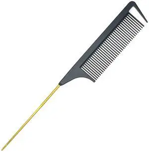 9.3" Rat Tail Comb for Hair Styling, Parting, and Braiding with Metal Stainless Steel Pintail (Black & Gold) 9.3" Rat Tail Comb for Hair Styling, Parting, and Braiding with Metal Stainless Steel Pintail (Black & Gold)