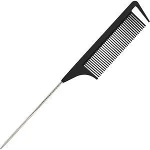 9.3'' Rat Tail Comb for Hair Stylist, Parting Combs for Braiding hair, Rattail Comb with Metal Stainless Steel Pintail for Sectioning, Teasing and Styling (Black) 9.3'' Rat Tail Comb for Hair Stylist, Parting Combs for Braiding hair, Rattail Comb with Metal Stainless Steel Pintail for Sectioning, Teasing and Styling (Black)
