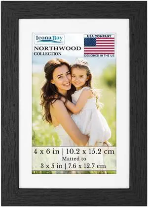 4x6 Photo Frames, Removable Mat for 3x5, Black Balsam, 4 x 6 Picture Frame - Matted to 3 x 5 - Modern Wood Grain - Shatterproof Cover Sheet - Tabletop or Wall Mount 4x6 Photo Frames, Removable Mat for 3x5, Black Balsam, 4 x 6 Picture Frame - Matted to 3 x 5 - Modern Wood Grain - Shatterproof Cover Sheet - Tabletop or Wall Mount