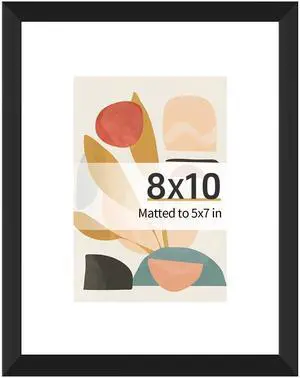 8x10 Black Picture Frame 1 Pack, Fits 5x7 Mat, Wall & Tabletop | Dual-size black wall frame works for 5x7 matted photos or 8x10 artwork, sturdy and easy to install for wall display use 8x10 Black Picture Frame 1 Pack, Fits 5x7 Mat, Wall & Tabletop | Dual-size black wall frame works for 5x7 matted photos or 8x10 artwork, sturdy and easy to install for wall display use