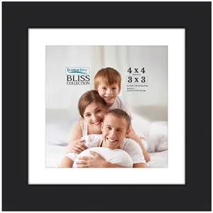 4x4 Mat to 3x3 Black Picture Frame - Engineered Wood, Collection | photo frame with removable mat, shatterproof polystyrene cover sheet, modern style, tabletop or wall mount display 4x4 Mat to 3x3 Black Picture Frame - Engineered Wood, Collection | photo frame with removable mat, shatterproof polystyrene cover sheet, modern style, tabletop or wall mount display