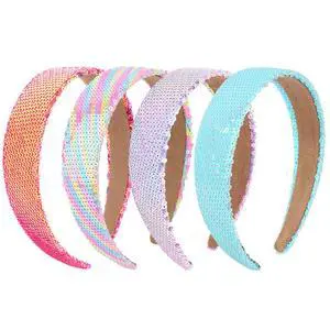 Sequin Headbands for Girls, 4PCS Sparkly Girls Headbands Glitter Rainbow Pink Purple Blue Toddler Headband Cute Sparkle Hairbands Iridescent Girl Hair Accessories for Back to School or Daily Outfits Sequin Headbands for Girls, 4PCS Sparkly Girls Headbands Glitter Rainbow Pink Purple Blue Toddler Headband Cute Sparkle Hairbands Iridescent Girl Hair Accessories for Back to School or Daily Outfits