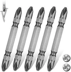 5 Pcs Magnetic Screwdriver Bit Set, Double End PH2 Phillips Head Screwdriver Bits, S2 Alloy Steel 65mm Hex Shank Impact Driver Bits for Power Drill 5 Pcs Magnetic Screwdriver Bit Set, Double End PH2 Phillips Head Screwdriver Bits, S2 Alloy Steel 65mm Hex Shank Impact Driver Bits for Power Drill