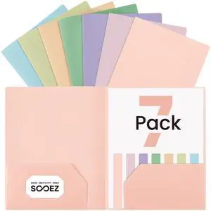 7 Pack Folders with Pockets, 2 Pocket Folders with Extra Labels | Plastic Folder with Pockets, Heavy Duty File Folder Bulk, School Business Office Filing Supplies, Soft Colors 7 Pack Folders with Pockets, 2 Pocket Folders with Extra Labels | Plastic Folder with Pockets, Heavy Duty File Folder Bulk, School Business Office Filing Supplies, Soft Colors