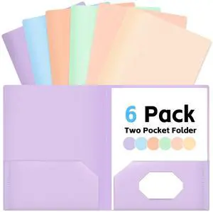 Folders with Pockets, 6 Pack 2 Pocket Folders, Plastic Pastel Folders for School with 18 Label, Pocket File Folders Bulk Fit Letter Size Paper, School Supplies Folders for Teacher Office Home Business Folders with Pockets, 6 Pack 2 Pocket Folders, Plastic Pastel Folders for School with 18 Label, Pocket File Folders Bulk Fit Letter Size Paper, School Supplies Folders for Teacher Office Home Business