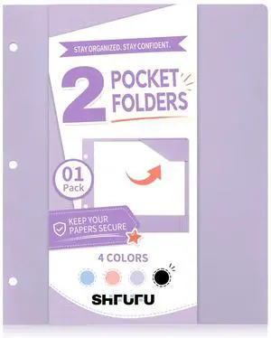2-Pocket Folder, Heavy Duty Plastic Folder with 3 Hole Punched, Fit for 3 Ring Binder, Letter Size Binder Folder for School Office (Purple) 2-Pocket Folder, Heavy Duty Plastic Folder with 3 Hole Punched, Fit for 3 Ring Binder, Letter Size Binder Folder for School Office (Purple)