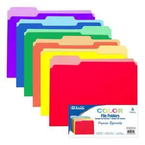 1/3 Cut Letter Size Color File Folder (6/Pack) | Staggered tabs, Fit standard file drawers and cabinets, For school and office filing 1/3 Cut Letter Size Color File Folder (6/Pack) | Staggered tabs, Fit standard file drawers and cabinets, For school and office filing
