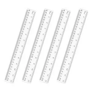 4 Pack Clear Plastic Straight Rulers, Clear Ruler Bulk | Transparent Ruler with Centimeters and Inches, for Class, Office (12 inch) 4 Pack Clear Plastic Straight Rulers, Clear Ruler Bulk | Transparent Ruler with Centimeters and Inches, for Class, Office (12 inch)