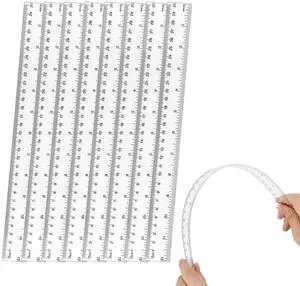 8-Pack Clear Acrylic Ruler, 12 Inches Flexible Clear Ruler, Inches and Metric Scale Measuring Tool 8-Pack Clear Acrylic Ruler, 12 Inches Flexible Clear Ruler, Inches and Metric Scale Measuring Tool