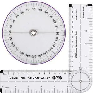 Angle Measurement Ruler, Clear, Flexible and Adjustable | Geometry Measuring Tool, Measure Angles to 360 Degrees and Lines to 12" Angle Measurement Ruler, Clear, Flexible and Adjustable | Geometry Measuring Tool, Measure Angles to 360 Degrees and Lines to 12"