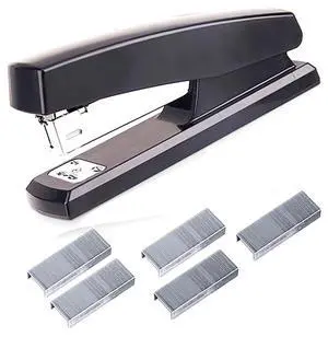 Labor Saving Black Desktop Staple, 4.8 Inch Stapler with 500 Pcs No.12 Staples for 20 Sheets Capacity (Black) Labor Saving Black Desktop Staple, 4.8 Inch Stapler with 500 Pcs No.12 Staples for 20 Sheets Capacity (Black)