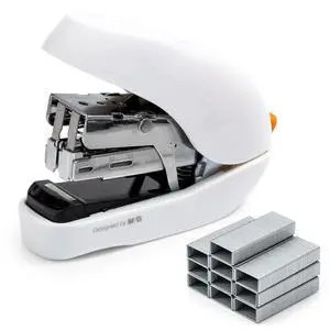 Mini Stapler with Staples, Small White Effortless Stapler Set, 20 Sheet Capacity, One Finger, 1000 Standard Staples, Office staplers for Desk, Easy to Load Mini Stapler with Staples, Small White Effortless Stapler Set, 20 Sheet Capacity, One Finger, 1000 Standard Staples, Office staplers for Desk, Easy to Load