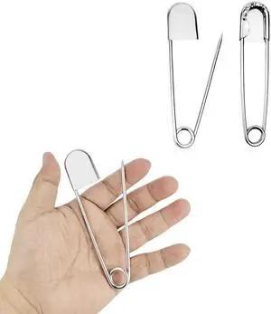 2 Pcs 5 Inch Stainless Steel Safety Pins, Large Safety Pins Heavy Duty for Thick Fabric, Sewing, Craft, Outdoor (2, Silver) 2 Pcs 5 Inch Stainless Steel Safety Pins, Large Safety Pins Heavy Duty for Thick Fabric, Sewing, Craft, Outdoor (2, Silver)
