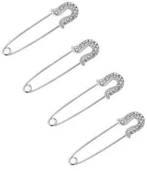 4 Pieces Alloy Crystal Safety Pins Jewelry Brooch Pins for Scarves Sweater Shawl Cardigan 4 Pieces Alloy Crystal Safety Pins Jewelry Brooch Pins for Scarves Sweater Shawl Cardigan