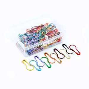 100 Pieces Safety Pins, Bulb Stitch Markers 10 Colors Assorted Metal Calabash Pins Pear Shape Knitting Pins for Crocheting Clothing Tag DIY Craft Project with Storage Box 100 Pieces Safety Pins, Bulb Stitch Markers 10 Colors Assorted Metal Calabash Pins Pear Shape Knitting Pins for Crocheting Clothing Tag DIY Craft Project with Storage Box