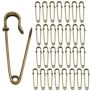 30 Pack 2 Inch/50MM Heavy Duty Safety Pins, Bronze | Steel, Large Brooches, Sharp Tip, For Crafts/Blankets 30 Pack 2 Inch/50MM Heavy Duty Safety Pins, Bronze | Steel, Large Brooches, Sharp Tip, For Crafts/Blankets