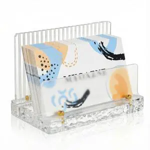 Acrylic Business Card Holder for Desk - Modern Aesthetic Desk Business Card Organizer, Office Desk Accessories Business Card Display Stand for Women & Men, Holds 50 Cards Acrylic Business Card Holder for Desk - Modern Aesthetic Desk Business Card Organizer, Office Desk Accessories Business Card Display Stand for Women & Men, Holds 50 Cards