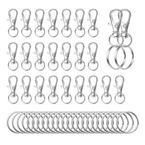 50pcs Swivel Snap Hooks with Split Key Rings Metal Silver Lobster Claw Trigger Clasps for Keychain Clip Lanyard Bag Purse Tag Jewelry Making Crafts Length 1.26inch(32mm) Inside Width 0.39inch(10mm) 50pcs Swivel Snap Hooks with Split Key Rings Metal Silver Lobster Claw Trigger Clasps for Keychain Clip Lanyard Bag Purse Tag Jewelry Making Crafts Length 1.26inch(32mm) Inside Width 0.39inch(10mm)