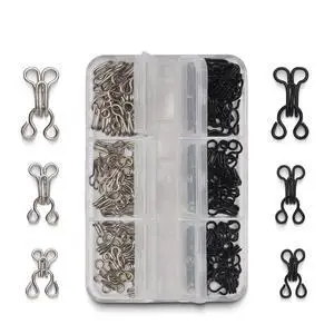72 Pairs Hook and Eye Sewing Kit Black and Silver Bra Hooks Replacement in Multiple Sizes, Ideal for DIY Clothing Repairs, Underwear Alteration, and Home Sewing, with Storage Box 72 Pairs Hook and Eye Sewing Kit Black and Silver Bra Hooks Replacement in Multiple Sizes, Ideal for DIY Clothing Repairs, Underwear Alteration, and Home Sewing, with Storage Box