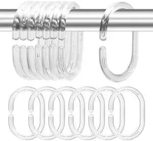 Plastic Shower Curtain Rings Hooks for Bathroom Shower Window Rod (Clear 12 Pack) Plastic Shower Curtain Rings Hooks for Bathroom Shower Window Rod (Clear 12 Pack)