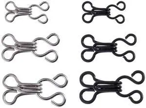 60 Set Sewing Hooks and Eyes Closure for Bra Clothing Trousers Skirt DIY Craft, Trousers Skirt Sewing DIY Craft, 3 Sizes, Black and Silver 60 Set Sewing Hooks and Eyes Closure for Bra Clothing Trousers Skirt DIY Craft, Trousers Skirt Sewing DIY Craft, 3 Sizes, Black and Silver