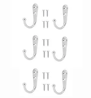 6 Pcs Wall Mounted Clothes Hook with 12 Screws,Suitable for Keys,Bathrobes,Scarves,Bags,Hats,Coffee Cups,Etc-Silver 6 Pcs Wall Mounted Clothes Hook with 12 Screws,Suitable for Keys,Bathrobes,Scarves,Bags,Hats,Coffee Cups,Etc-Silver