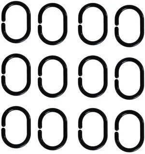 Shower Curtain Rings Plastic Shower Curtain Hooks C-Shaped Rings Hook Hanger Bath Drape Loop Clip Glide for Bathroom Shower Window Rod (Black, 12) Shower Curtain Rings Plastic Shower Curtain Hooks C-Shaped Rings Hook Hanger Bath Drape Loop Clip Glide for Bathroom Shower Window Rod (Black, 12)