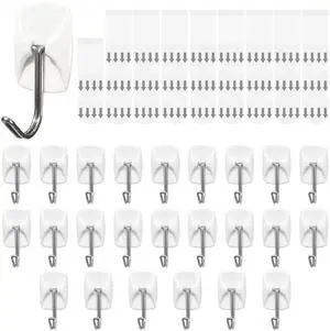 Small Wire Hooks for Wall 24 Hooks + 26 Adhesive Strips,Damage Free Hanging Wall Hooks with Adhesive Strips,No Tools Adhesive Hooks for Key Holder,Christmas Decorations (Holds up to 0.5 lb) Small Wire Hooks for Wall 24 Hooks + 26 Adhesive Strips,Damage Free Hanging Wall Hooks with Adhesive Strips,No Tools Adhesive Hooks for Key Holder,Christmas Decorations (Holds up to 0.5 lb)