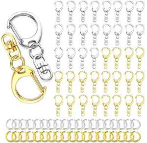 50Pcs Lobster Claw Clasps for Keychain Clip, Swivel Snap Hooks Silver and Gold Key Chain Rings DIY Making Kit for Crafts 50Pcs Lobster Claw Clasps for Keychain Clip, Swivel Snap Hooks Silver and Gold Key Chain Rings DIY Making Kit for Crafts