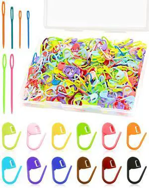 300pcs Stitch Markers for Crocheting & 6pcs Blunt Sewing Needles | Mix Random Color Knitting Markers;Reusable Bulk Plastic Crochet Hook Clip for Knitting,Weaving,Crocheting,Art,Craft Projects 300pcs Stitch Markers for Crocheting & 6pcs Blunt Sewing Needles | Mix Random Color Knitting Markers;Reusable Bulk Plastic Crochet Hook Clip for Knitting,Weaving,Crocheting,Art,Craft Projects