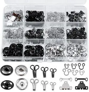 180PCS Hook and Eye Sewing Kit with Garment Buttons, Hook and Eye Closures, Fabric Snap Buttons, Garment Snap Buttons for Skirts Pants Dresses, Clothing and DIY Crafts 180PCS Hook and Eye Sewing Kit with Garment Buttons, Hook and Eye Closures, Fabric Snap Buttons, Garment Snap Buttons for Skirts Pants Dresses, Clothing and DIY Crafts