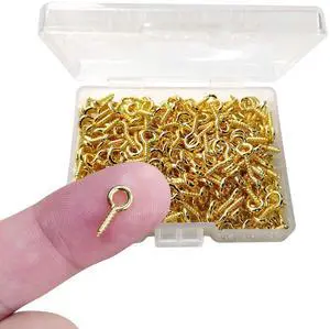 300PCS Small Screw Eye Pins, Eye pins Hooks,Mini Screw Eye Pin Peg | 10 x 5mm Self Tapping Screws Hooks Ring for Arts & Crafts Projects, Cork Top Bottles & Charm Bead & DIY Jewelry Making (Gold) 300PCS Small Screw Eye Pins, Eye pins Hooks,Mini Screw Eye Pin Peg | 10 x 5mm Self Tapping Screws Hooks Ring for Arts & Crafts Projects, Cork Top Bottles & Charm Bead & DIY Jewelry Making (Gold)
