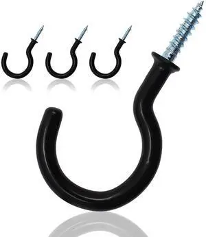 50Pcs 3/4-Inch Cup Hooks Ceiling Hooks, Black | Plastic-Covered Metal, Screw-in Hooks 50Pcs 3/4-Inch Cup Hooks Ceiling Hooks, Black | Plastic-Covered Metal, Screw-in Hooks