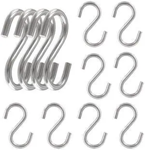 304 Stainless Steel S Hooks 4mm Wire 12 Pack Silver | One-Piece Solid Build, Smooth Burr-Free Finish, 50mm Length, Strong Load Capacity, For Kitchen Bath Closet 304 Stainless Steel S Hooks 4mm Wire 12 Pack Silver | One-Piece Solid Build, Smooth Burr-Free Finish, 50mm Length, Strong Load Capacity, For Kitchen Bath Closet