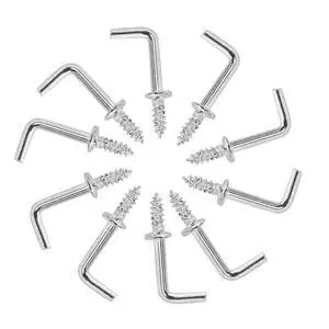 100 Pack 1/2" Silver L Hooks Right Angle Screw Hooks for Hanging | Carbon Steel Rust Proof, Easy Hand Twist Install, Sturdy Load Bearing, For Photos Lights Curtains Kitchen Decor 100 Pack 1/2" Silver L Hooks Right Angle Screw Hooks for Hanging | Carbon Steel Rust Proof, Easy Hand Twist Install, Sturdy Load Bearing, For Photos Lights Curtains Kitchen Decor