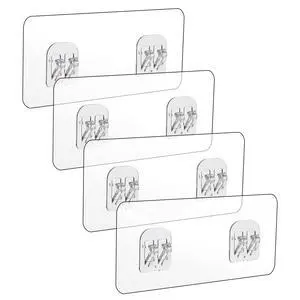 8 Pcs Shower Caddy Adhesive Replacement, Shower Adhesive Hooks Wall Hooks, Transparent Strong Adhesive Hooks, No Drilling Wall Mount Hooks for Shower Caddy Shelves Rack(4 Pcs Set) 8 Pcs Shower Caddy Adhesive Replacement, Shower Adhesive Hooks Wall Hooks, Transparent Strong Adhesive Hooks, No Drilling Wall Mount Hooks for Shower Caddy Shelves Rack(4 Pcs Set)