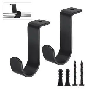 2 Pack Curtain Rod Brackets for 1 Inch Rod, Sturdy Metal Ceiling Mounting | Black, Modern and Low Profile, with Screws, Easy to Install, Drape Accessories, Curtains Rods Holders for Home Office 2 Pack Curtain Rod Brackets for 1 Inch Rod, Sturdy Metal Ceiling Mounting | Black, Modern and Low Profile, with Screws, Easy to Install, Drape Accessories, Curtains Rods Holders for Home Office