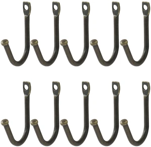 10 Pack Bronze Single Prong Wrought Iron Hooks with Screws | Decorative Colonial Wall Hooks, For Keys, Hats, Clothes, Towels 10 Pack Bronze Single Prong Wrought Iron Hooks with Screws | Decorative Colonial Wall Hooks, For Keys, Hats, Clothes, Towels