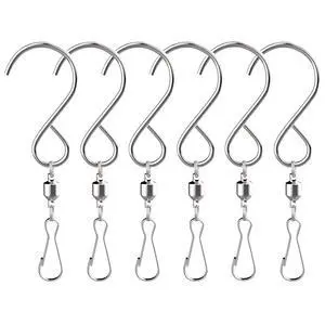 Swivel Hooks Clips for Hanging Wind Spinners Wind Chimes Hanging Plants Crystal Twisters Pots Birdcage Party Ornaments Hooks - Pack of 6 Swivel Hooks Clips for Hanging Wind Spinners Wind Chimes Hanging Plants Crystal Twisters Pots Birdcage Party Ornaments Hooks - Pack of 6