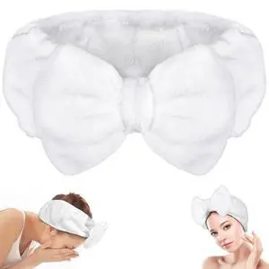 Skincare Headband, Soft Makeup Headwear with Bow for Washing Face | Girls Skincare Headband, Wide Elastic Fit, Stretches to 12.5 in, Washable, Keeps Hair Back for Facial Masks, Washing Face Skincare Headband, Soft Makeup Headwear with Bow for Washing Face | Girls Skincare Headband, Wide Elastic Fit, Stretches to 12.5 in, Washable, Keeps Hair Back for Facial Masks, Washing Face