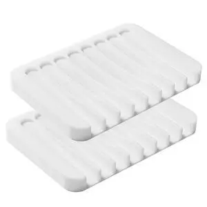 2PCS Self Draining Soap Dishes, Premium Silicone Soap Holder & Saver for Shower, Bathroom, Bath Tub, Razor, Sponges, Bar Soap Dish to Keep Soap Dry, Can Extend Soap Life, Easy Clean (White) 2PCS Self Draining Soap Dishes, Premium Silicone Soap Holder & Saver for Shower, Bathroom, Bath Tub, Razor, Sponges, Bar Soap Dish to Keep Soap Dry, Can Extend Soap Life, Easy Clean (White)