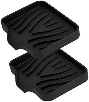 2 Pack Silicone Soap Dish with Drain, Self Draining Bar Soap Holder for Shower, Silicone Dish Soap Tray, Bathroom and Kitchen Sink Organizer, Black 2 Pack Silicone Soap Dish with Drain, Self Draining Bar Soap Holder for Shower, Silicone Dish Soap Tray, Bathroom and Kitchen Sink Organizer, Black