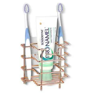 Wall Mount/Countertop Toothbrush Holder for Shower, Stainless Steel Toothpaste Stand, 3 Slots Organizer Compatible with Colgate Extra Clean, Oral-B CrossAction (Rose Gold) Wall Mount/Countertop Toothbrush Holder for Shower, Stainless Steel Toothpaste Stand, 3 Slots Organizer Compatible with Colgate Extra Clean, Oral-B CrossAction (Rose Gold)