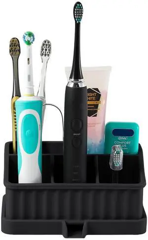 Silicone Toothbrush Holder, Black Bathroom Counter Organizer and Storage | 5 Slots Detachable Bathroom Counter Organizer Silicone Toothbrush Holder, Black Bathroom Counter Organizer and Storage | 5 Slots Detachable Bathroom Counter Organizer